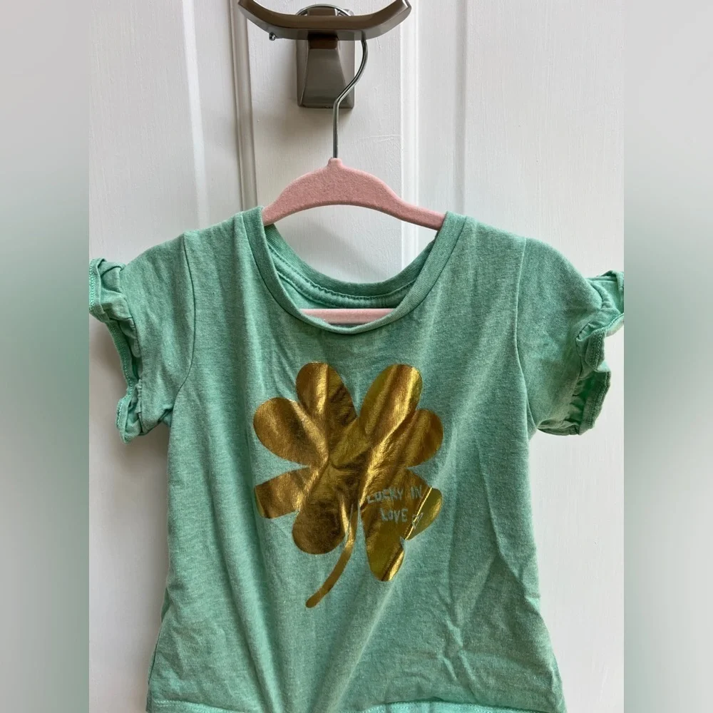 Gymboree 12-18M Lucky in Love Green and Gold St Patrick’s Day Short Sleeve Shirt